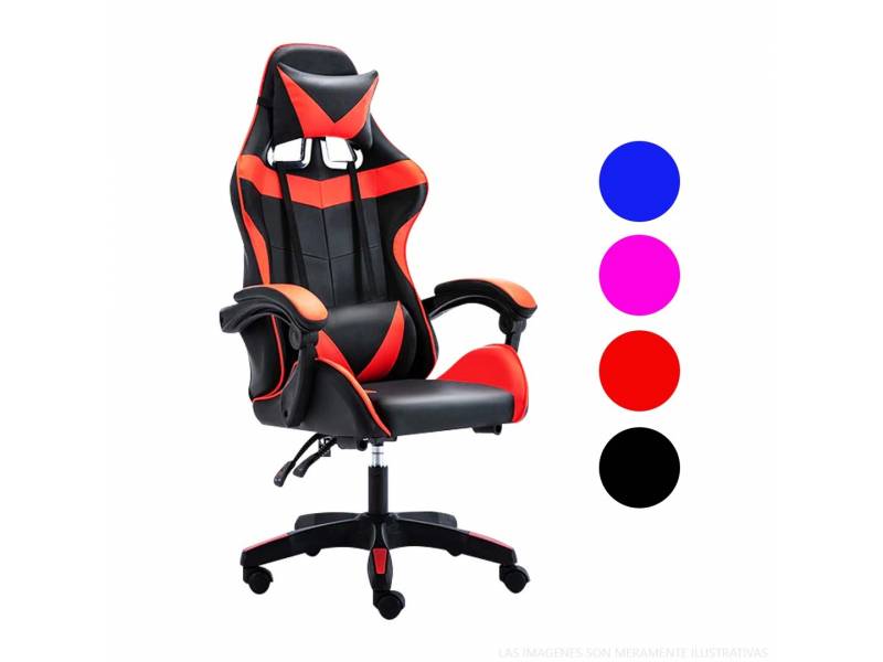 SILLA GAMER DE ESCRITORIO RECLINABLE CON RUEDAS VARIOS COLORES